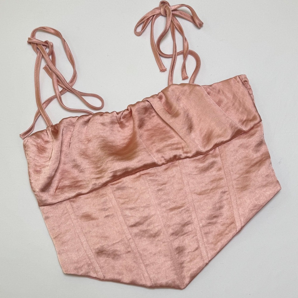 LA Hearts Satin Handkerchief Corset Top Medium Dusty Rose Y2K Baddie Balletcore